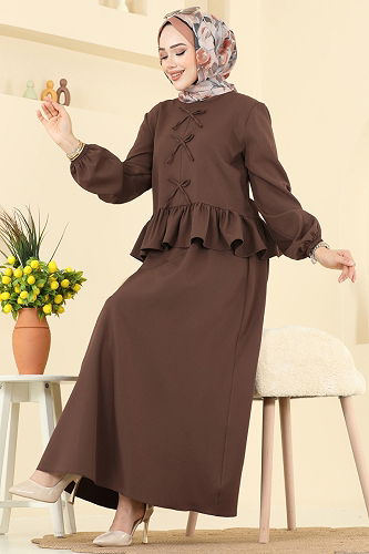 moda selvim طقم بني 5096ERK1158 - Thumbnail