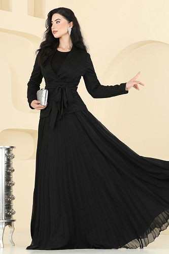 moda selvim طقم أسود 5345DMNK1166 - Thumbnail