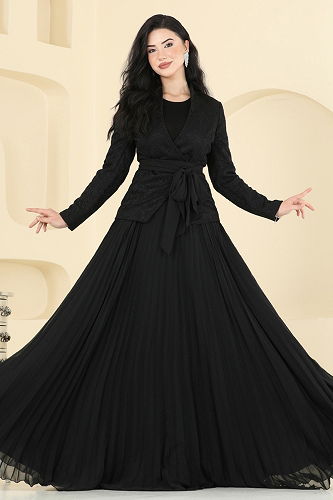 moda selvim طقم أسود 5345DMNK1166 - Thumbnail