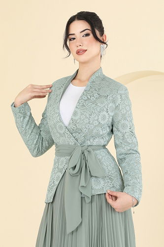 moda selvim طقم أخضر باهت 5345DMNK1166 - Thumbnail