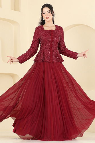 moda selvim طقم خمري 5350DMNK1166 - Thumbnail