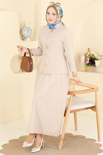 moda selvim طقم بيج 5355AL357 - Thumbnail