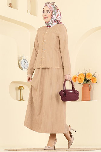 moda selvim طقم بيج 5355AL357 - Thumbnail