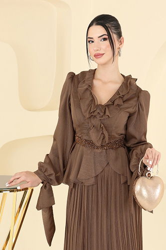 moda selvim طقم بني 5361DMNK1166 - Thumbnail