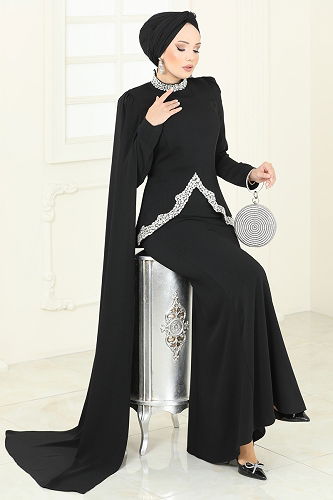 moda selvim طقم أسود 5434DMNK1166 - Thumbnail