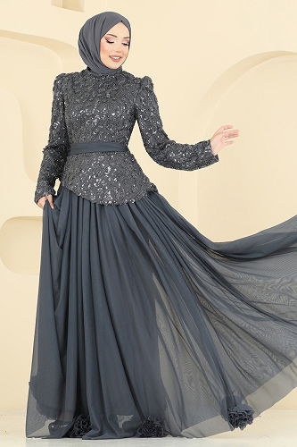 moda selvim طقم رمادي غامق 5452DMNK1166 - Thumbnail