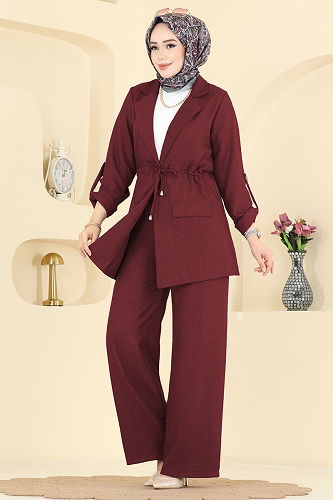 moda selvim طقم خمري 5520MP806 - Thumbnail