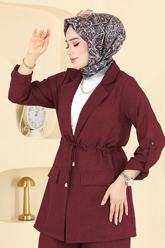 moda selvim طقم خمري 5520MP806 - Thumbnail