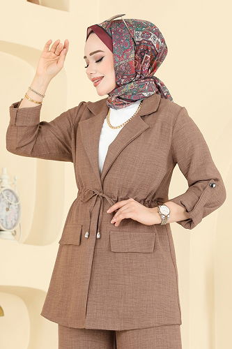 moda selvim طقم بيج غامق 5520MP806 - Thumbnail