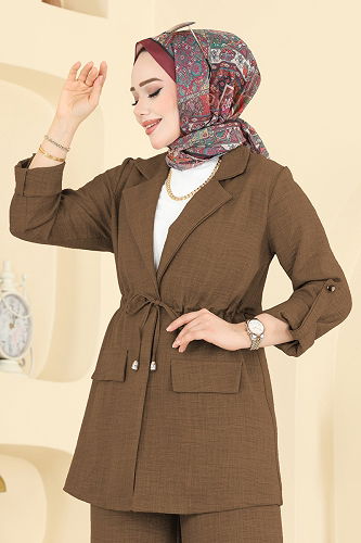 moda selvim طقم بيج غامق 5520MP806 - Thumbnail