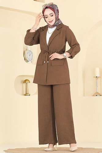 moda selvim طقم بني فاتح 5520MP806 - Thumbnail