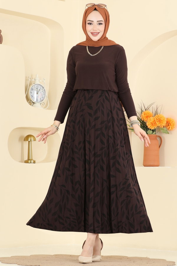 Modaselvim Hijab Combinations Combined 5580ZNN863 Brown