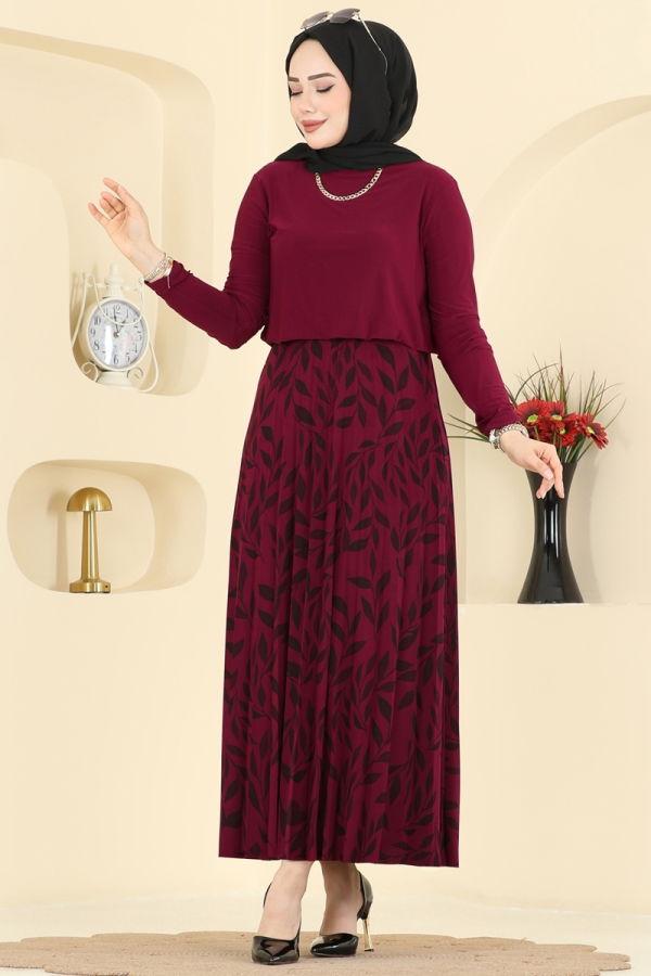 Modaselvim Hijab Combinations Combined 5580ZNN863 Burgundy