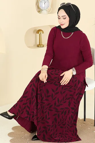 moda selvim Combined 5580ZNN863 Burgundy - Thumbnail