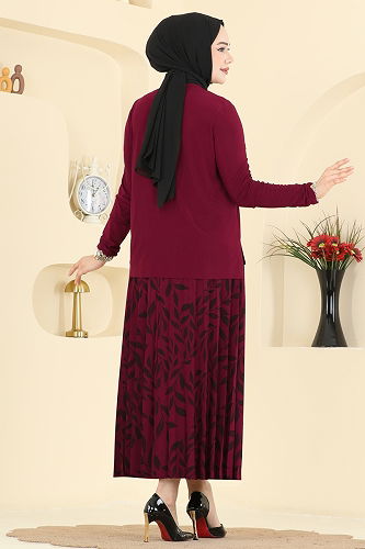 moda selvim طقم خمري 5580ZNN863 - Thumbnail