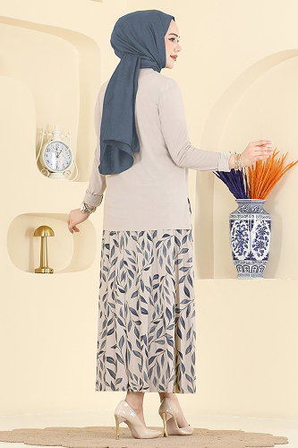 moda selvim طقم بيج فاتح 5580ZNN863 - Thumbnail