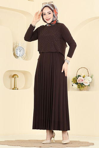 moda selvim طقم بني 5581ZNN863 - Thumbnail