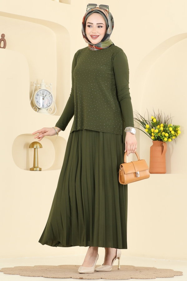Modaselvim Hijab Combinations Combined 5581ZNN863 Khaki