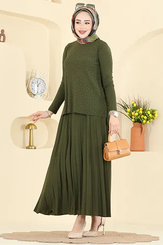 moda selvim طقم اخضر عفني 5581ZNN863 - Thumbnail