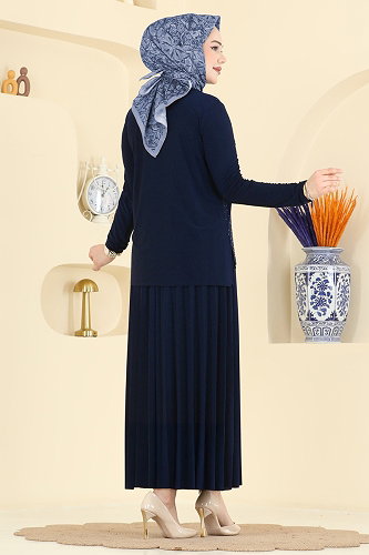 moda selvim طقم كحلي فاتح 5581ZNN863 - Thumbnail