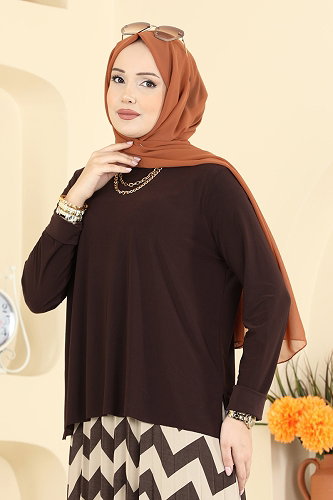 moda selvim طقم بني وبيج 5582ZNN863 - Thumbnail