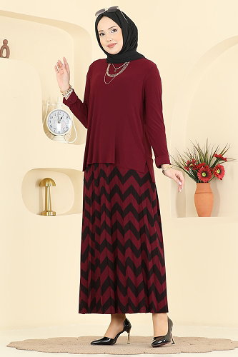 moda selvim طقم خمري 5582ZNN863 - Thumbnail