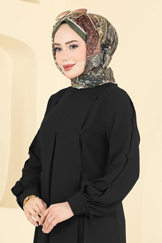 moda selvim طقم أسود 558ASN888 - Thumbnail