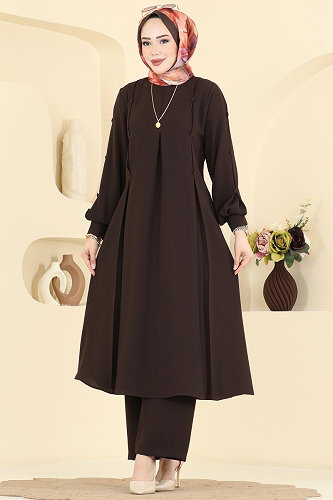 moda selvim طقم بني 558ASN888 - Thumbnail