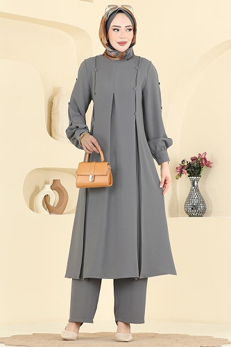 moda selvim طقم رمادي 558ASN888 - Thumbnail