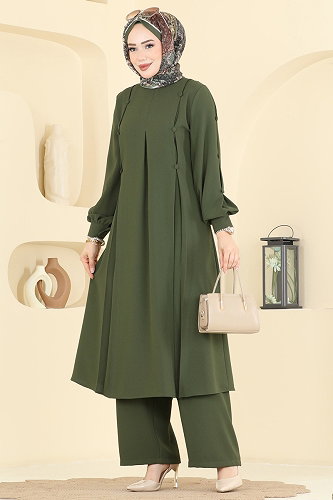 moda selvim طقم اخضر عفني 558ASN888 - Thumbnail