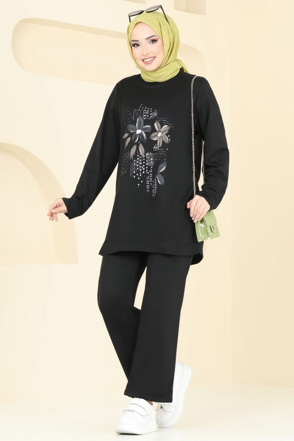 Modaselvim Hijab Combinations Combined 5592ZNN863 Black