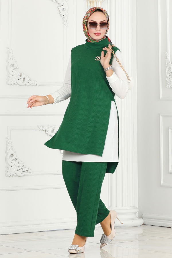 Modaselvim Hijab Combinations Combined 5602ZNK1009 Emerald