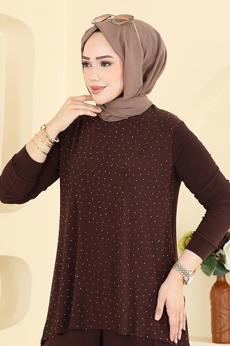 moda selvim طقم بني 5632ZNN863 - Thumbnail