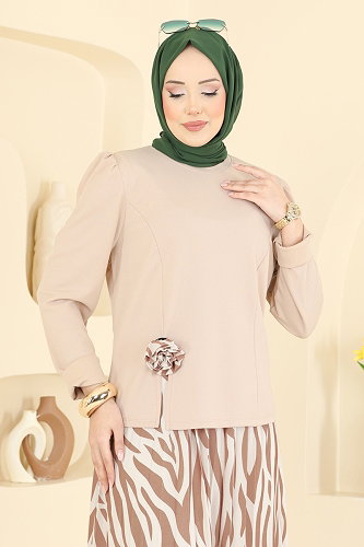moda selvim طقم بيج 5645ZNNK1102 - Thumbnail