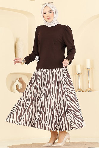 moda selvim طقم بني 5645ZNNK1102 - Thumbnail