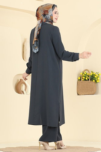 moda selvim طقم رمادي غامق 5646ZNN863 - Thumbnail