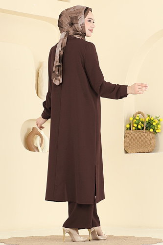 moda selvim طقم بني 5646ZNN863 - Thumbnail