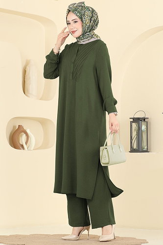 moda selvim طقم أخضر عفني فاتح 5646ZNN863 - Thumbnail