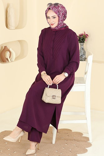 moda selvim طقم أرجواني 5646ZNN863 - Thumbnail