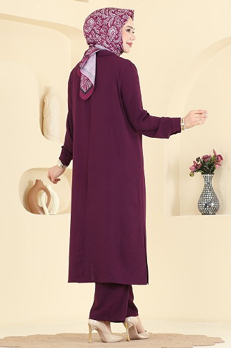moda selvim طقم أرجواني 5646ZNN863 - Thumbnail