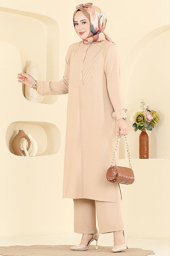 moda selvim طقم بيج 5646ZNN863 - Thumbnail