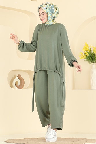 moda selvim طقم أخضر عشبي 5650ZNNK1102 - Thumbnail