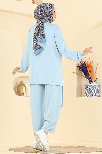moda selvim طقم أزرق فاتح 5650ZNNK1102 - Thumbnail