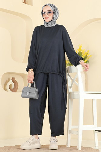 moda selvim طقم رمادي فاتح 5650ZNNK1102 - Thumbnail