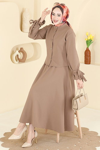 moda selvim طقم بيج 5658ZNNK1102 - Thumbnail