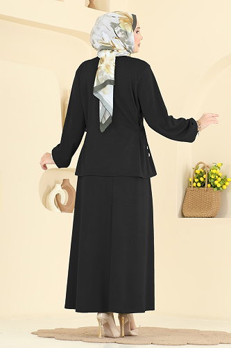 moda selvim طقم أسود 5660ZNNK1102 - Thumbnail
