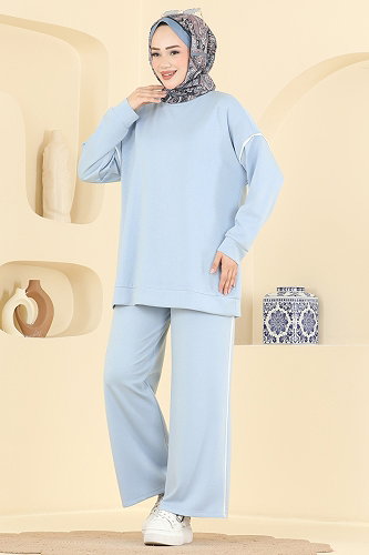 moda selvim طقم أزرق فاتح 5672ZNNK1102 - Thumbnail