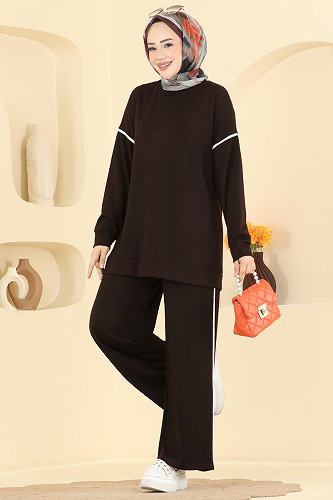moda selvim طقم بني غامق 5672ZNNK1102 - Thumbnail