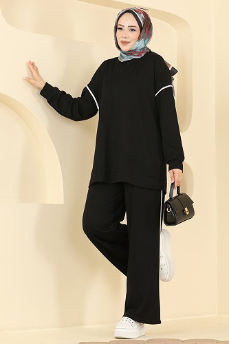 moda selvim طقم أسود 5672ZNNK1102 - Thumbnail