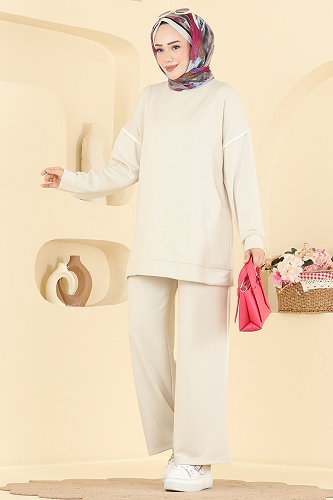 moda selvim طقم بيج 5672ZNNK1102 - Thumbnail